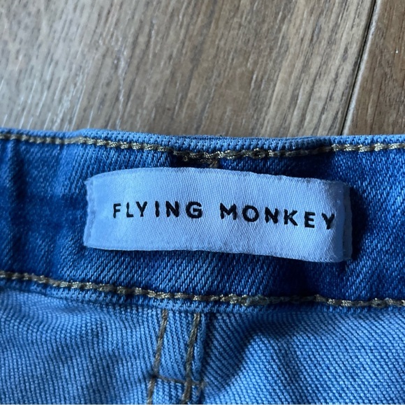 Flying Monkey Denim Jeans Women's 30 Blue Wide Cropped Ankle Distressed Casual - Picture 3 of 9